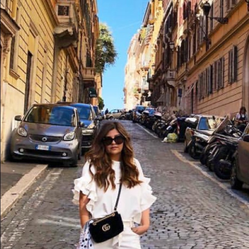 white ruffle sleeve top